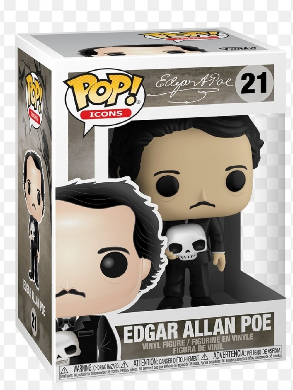 Funko POP! Edgar Allan Poe Vinyl Figure - Black, White, Skin Tone